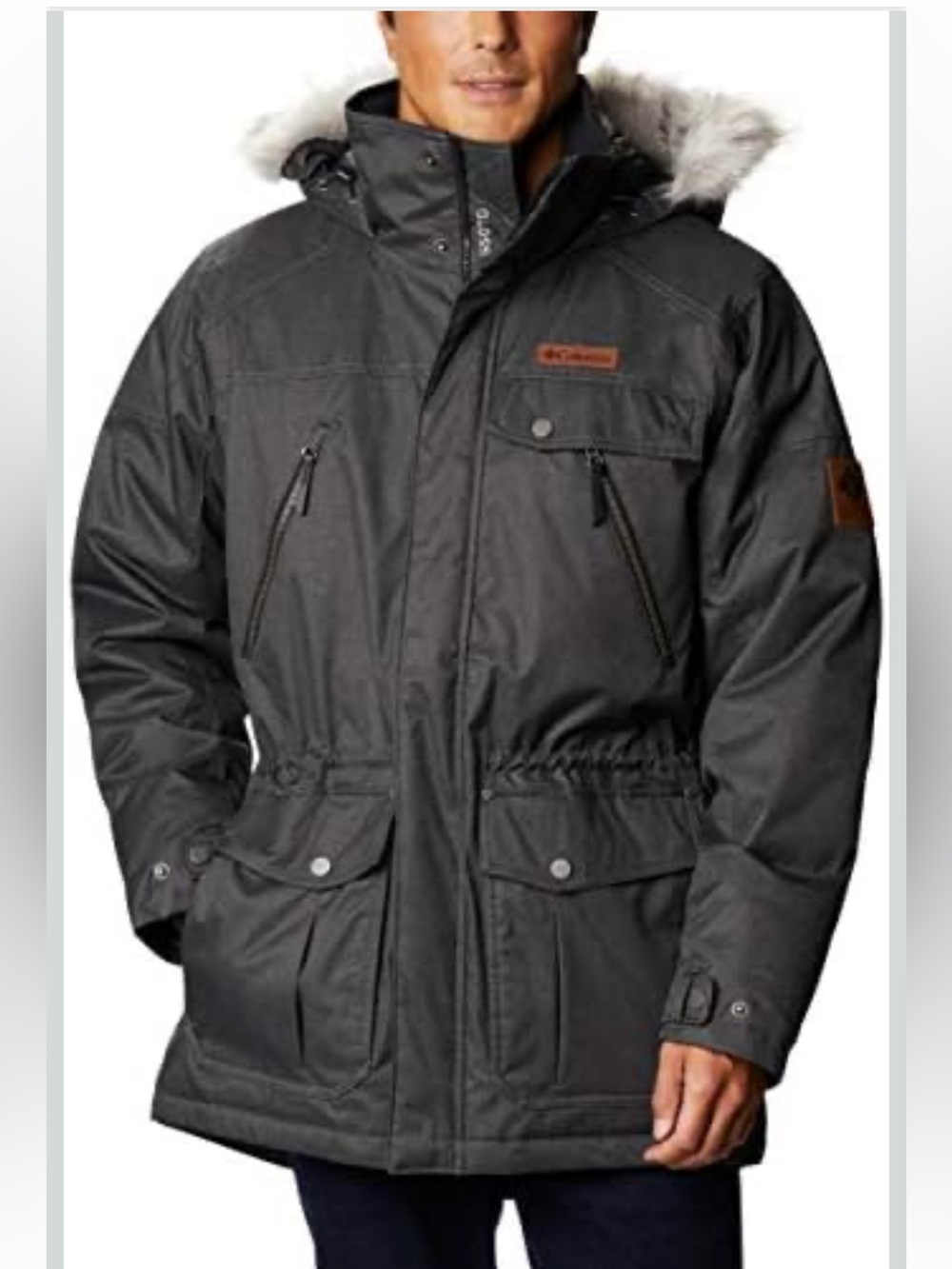 Columbia Black Men's Insulated Parka with Faux-Fur Hood Trim
